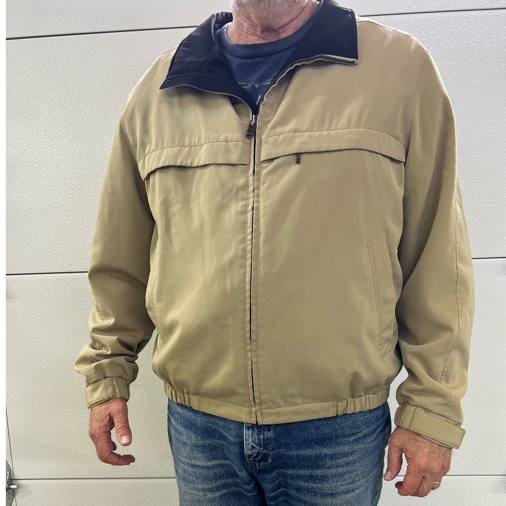 DOCKERS Mens M Fleece-Lined Jacket Tan Coat Fleece Lined Softshell